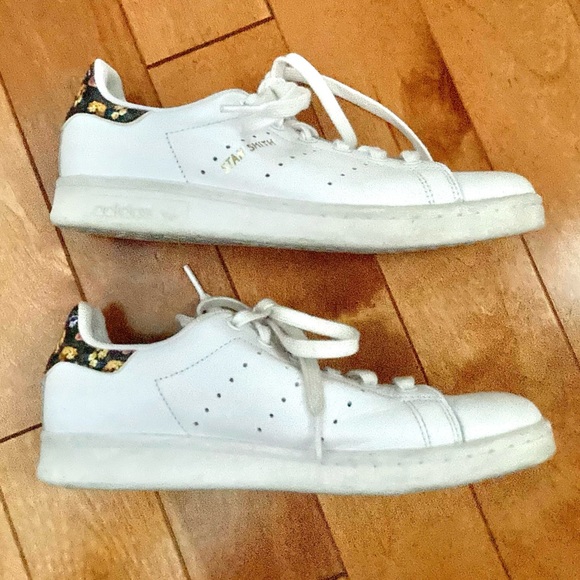 Adidas Stan Smith Floral White/Gold Sneakers Size 6 - Picture 14 of 16